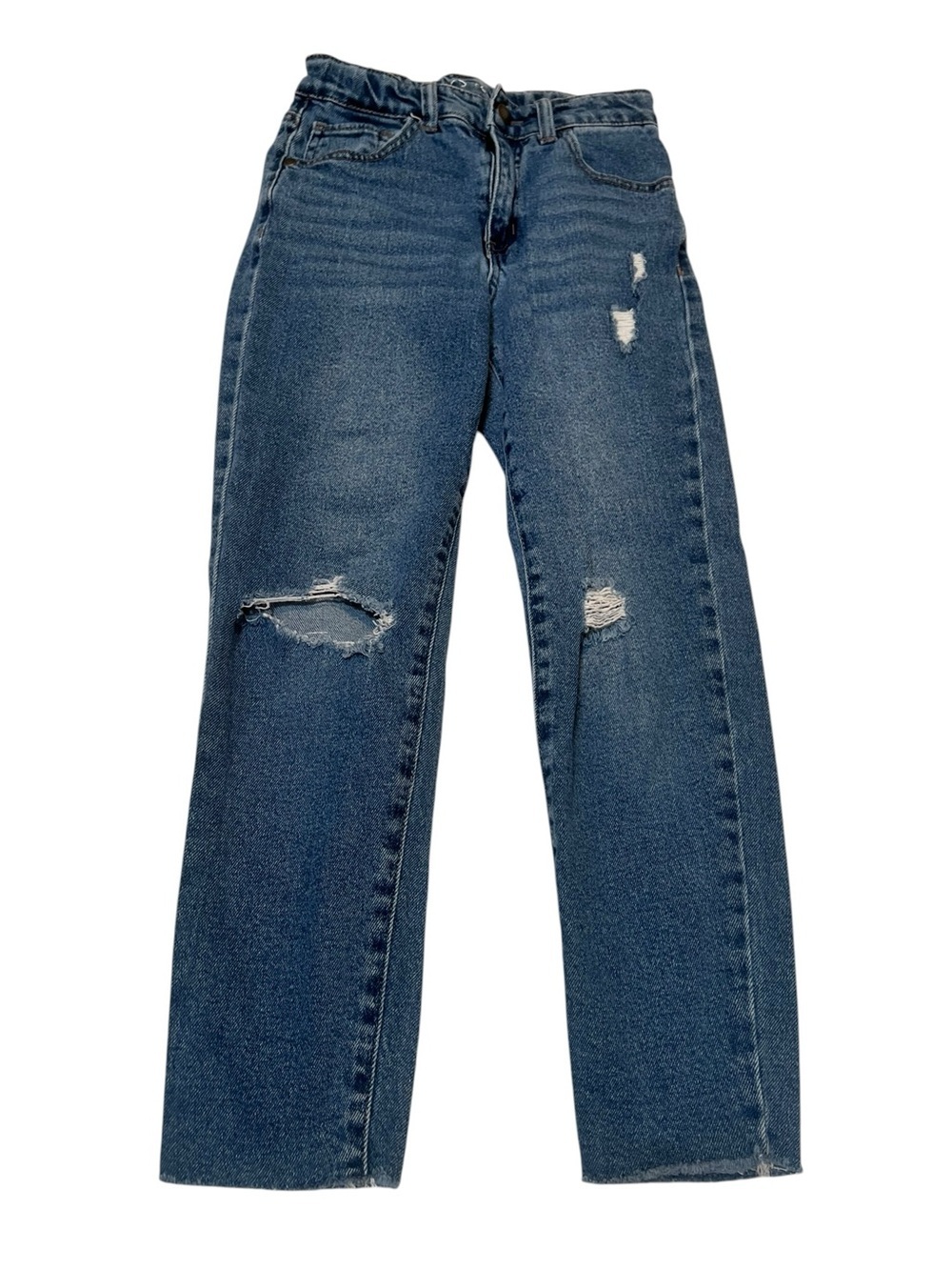 Art Class Girls Size 10 Girlfriend Jean Medium Wash Distressed Raw Hem Stretch
